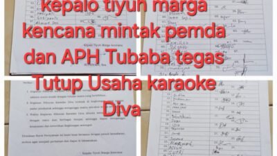 Ratusan warga berikut kepalo Tiyuh buat surat Resmi penolakan Usaha Karaoke Diva marga kencana Tubaba segera di Tutup