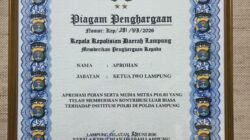 Aprohan Tolak Piagam Penghargaan Polda Lampung: Tidak Pernah Merasa Berkontribusi untuk Institusi Polri